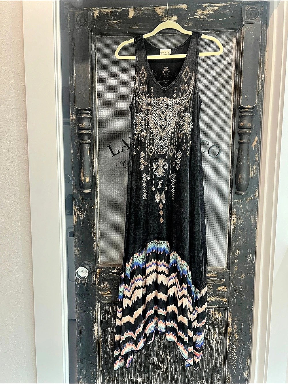 Vocal Embellished Maxi Dress in Black & Multicolor